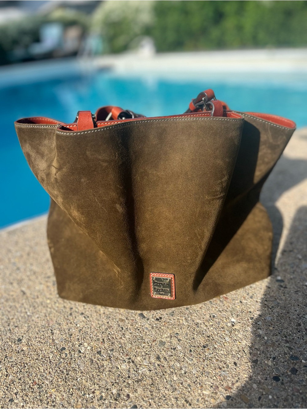 Dooney & Bourke Archives 1997 Olive Green Suede Large Tote
